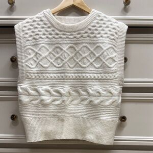 White Cable Knit Sweater Vest